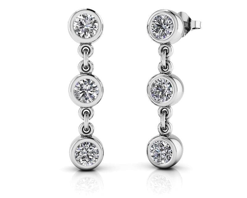 Six Stone Diamond Drop Earrings